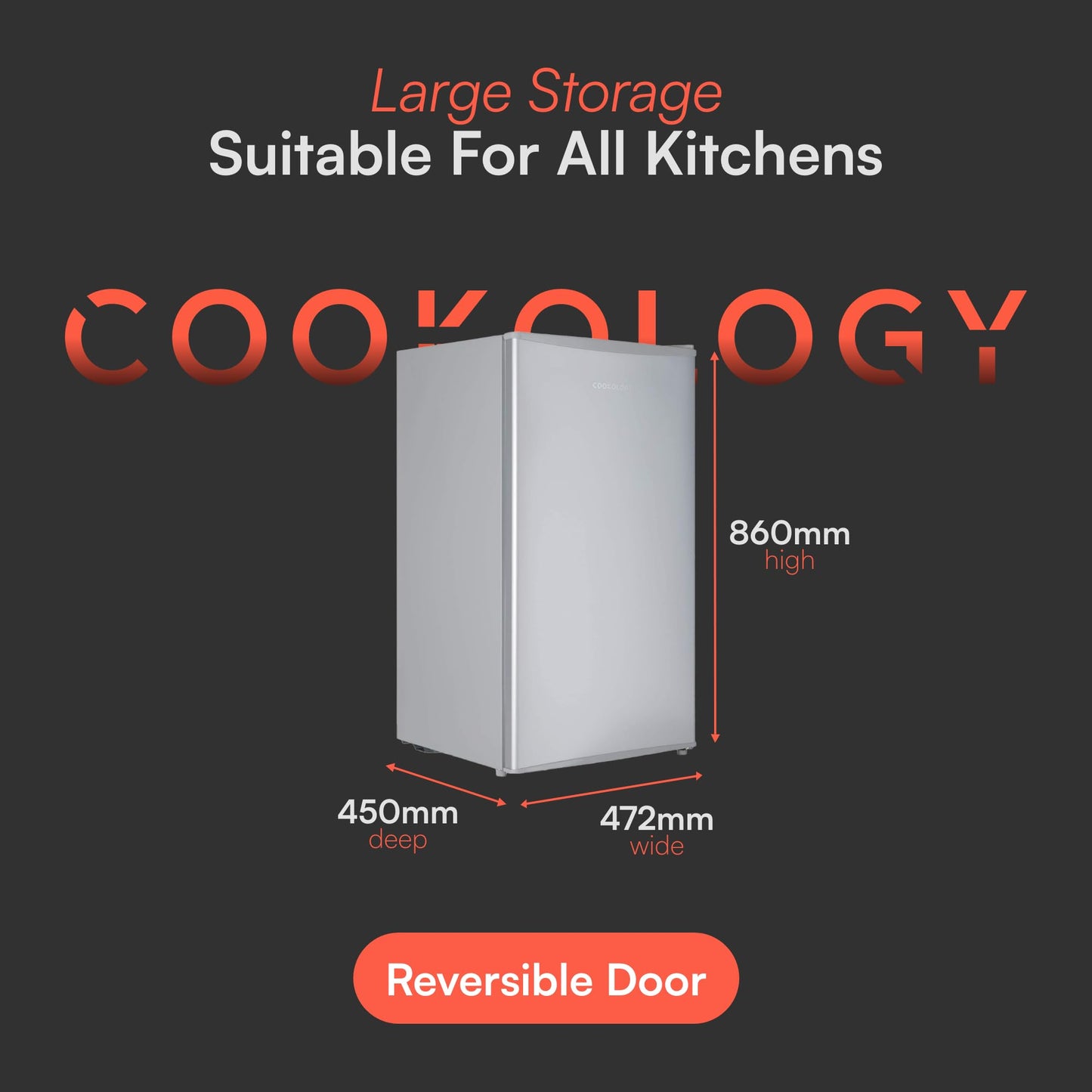 Cookology UCIF93BK Freestanding under counter Fridge in Silver - 93 Litre Capacity
