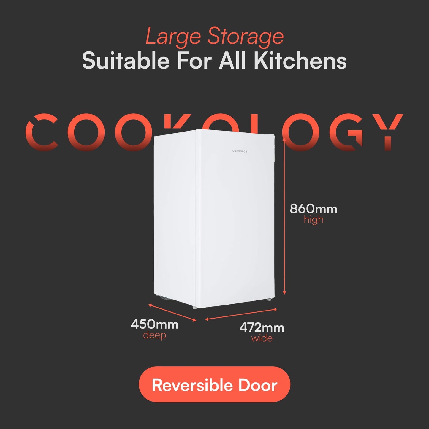 Cookology UCIF93WH Freestanding under counter Fridge in White - 93 Litre Capacity