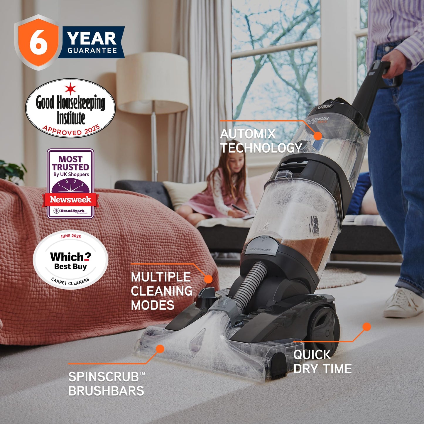 Vax Platinum Power Max Carpet Cleaner Machine, Rug, Upholstery, Car, Stair Upright Shampooer Washer