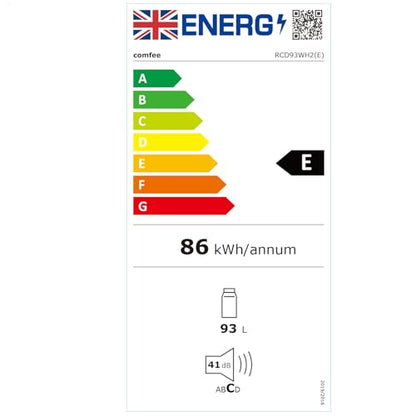 COMFEE' RCD93WH2(E) Under Counter Fridge, 93L Small Fridge with Cooler Box, Interior Light
