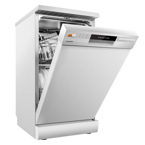 COMFEE' Freestanding Dishwasher CDWEF1034BW-UK 45cm Width, Slimline Dishwasher with 10 place settings