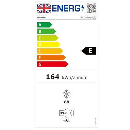 COMFEE' RCU83WH2(E) 88L Freestanding Under Counter Freezer, 55cm Wide, Reversible Door