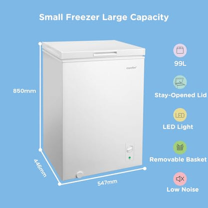 COMFEE' RCC102WH2UK(E) 99L Freestanding Chest Freezer, with Freezing and Refrigeration Conversion