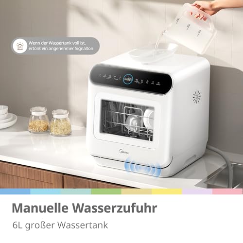 COMFEE' Table Top Dishwasher 7+3 Programs Mini Tabletop Dishwasher No Plumbing, 6L Built-in Water Tank