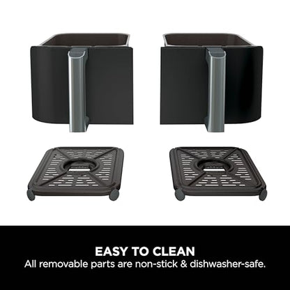 Ninja Foodi Dual Zone Digital Air Fryer, 2 Drawers, 7.6L, 4-in-1, Uses No Oil, Air Fry, Max Crisp, Roast, Reheat