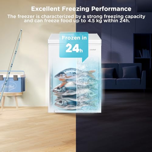 COMFEE' RCC102WH2UK(E) 99L Freestanding Chest Freezer, with Freezing and Refrigeration Conversion