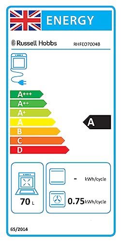 Russell Hobbs 70L, 60cm Wide, Single Electric Built-in Fan Oven and Grill in Black, 5 Oven Functions