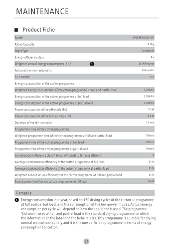 COMFEE' Freestanding Heat Pump Tumble Dryer,8kg Front Load, A+ Class, 16 Programmes