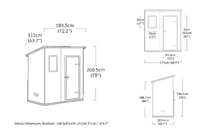 Keter Manor Outdoor Pent Single Door Garden Storage Shed 6 x 4ft Beige Brown Wood Effect
