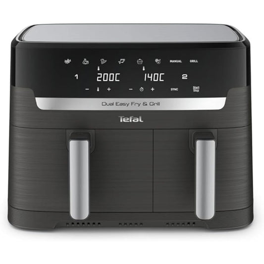 Tefal Easy Fry Dual Zone Digital air fryer, 2 Drawers, 8.3L, 8in1, Uses No Oil, Air Fry, Extra Crisp