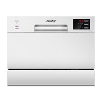 COMFEE' Table Top Dishwasher with 6 Place Settings, Mini Countertop Dishwasher for Small Families, Couples, LED display, Delay Start, 47dB Quiet Noise, White