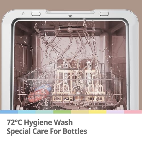 COMFEE' Table Top Dishwasher 7+3 Programs Mini Tabletop Dishwasher No Plumbing, 6L Built-in Water Tank