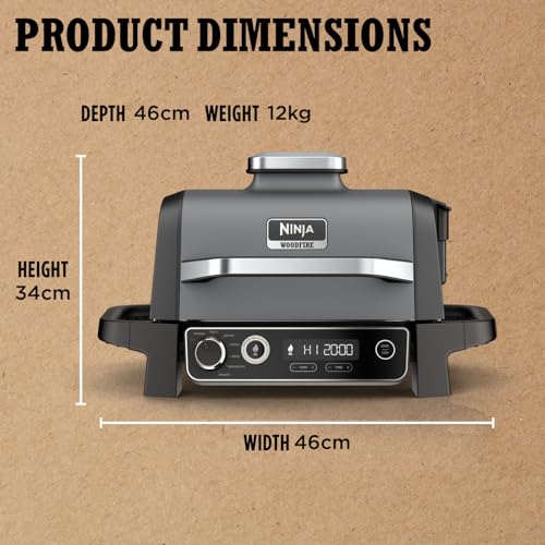 Ninja Woodfire Electric BBQ Grill & Smoker, 7-in-1 Outdoor Grill & Air Fryer, Roast, Bake, Dehydrate