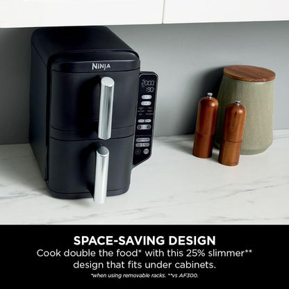 Ninja Double Stack Air Fryer, Vertical Dual Drawer Air Fryer with 4 cooking levels, 2 Drawers and 2 Racks