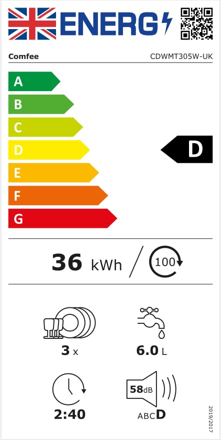 COMFEE' Table Top Dishwasher 7+3 Programs Mini Tabletop Dishwasher No Plumbing, 6L Built-in Water Tank