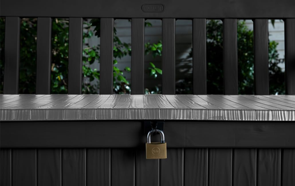 Keter Eden Bench 265L Outdoor 60% recycled Garden Furniture Storage Box Graphite & Light Grey