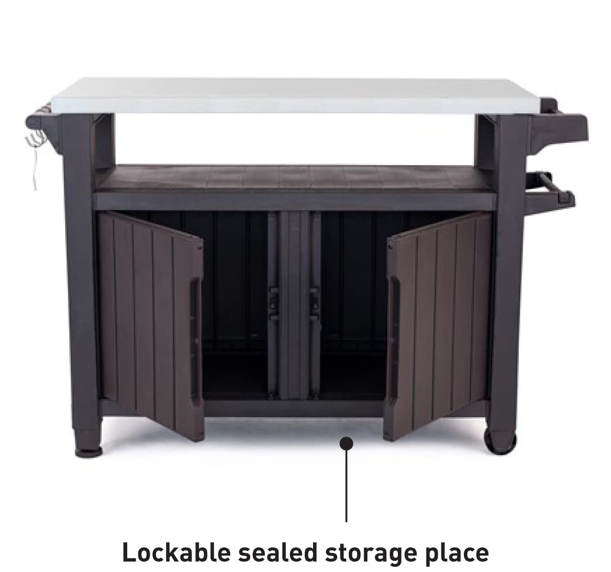 Keter Unity XL BBQ Side Table, Dimensions 134 x 51.7 x 89.6 cm, Grey, Weatherproof