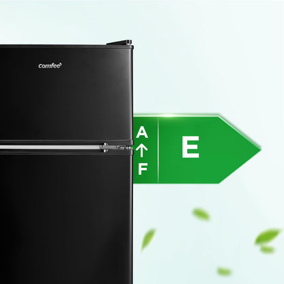 COMFEE' RCT87BL2(E) Under Counter Fridge Freezer, 87L Double Door Small Fridge Freezer with Light