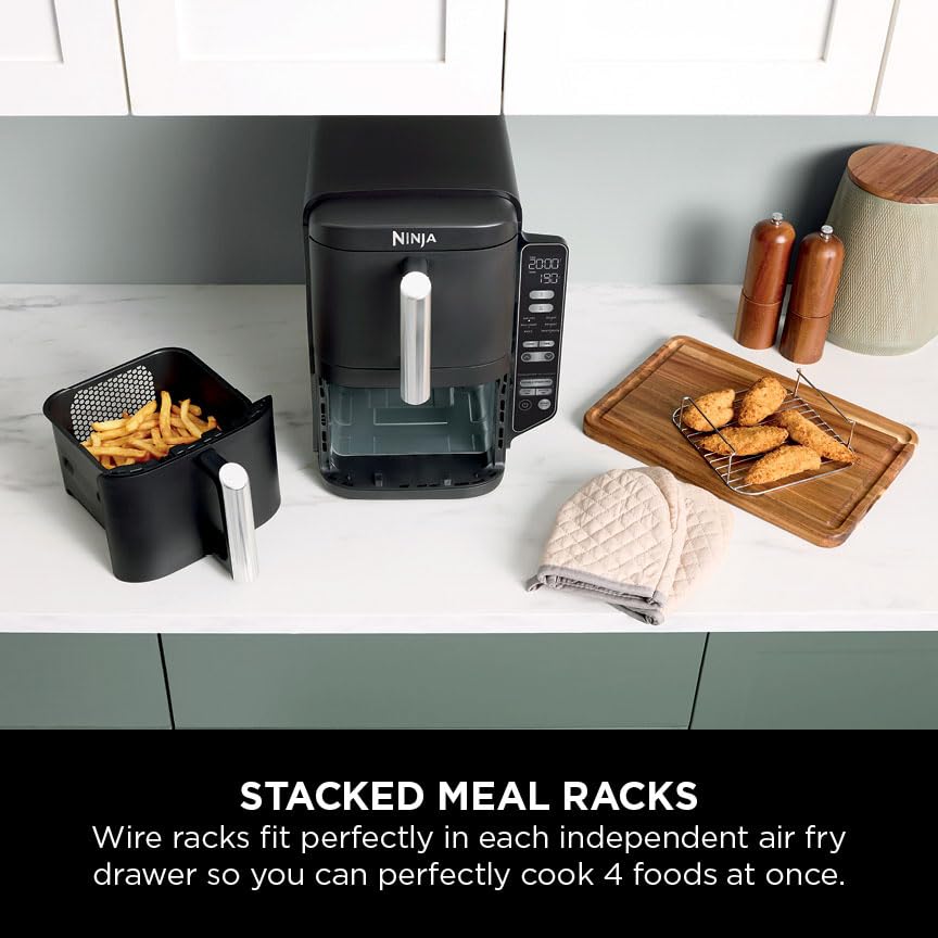 Ninja Double Stack Air Fryer, Vertical Dual Drawer Air Fryer with 4 cooking levels, 2 Drawers and 2 Racks