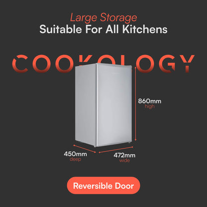 Cookology UCIF93BK Freestanding under counter Fridge in Silver - 93 Litre Capacity