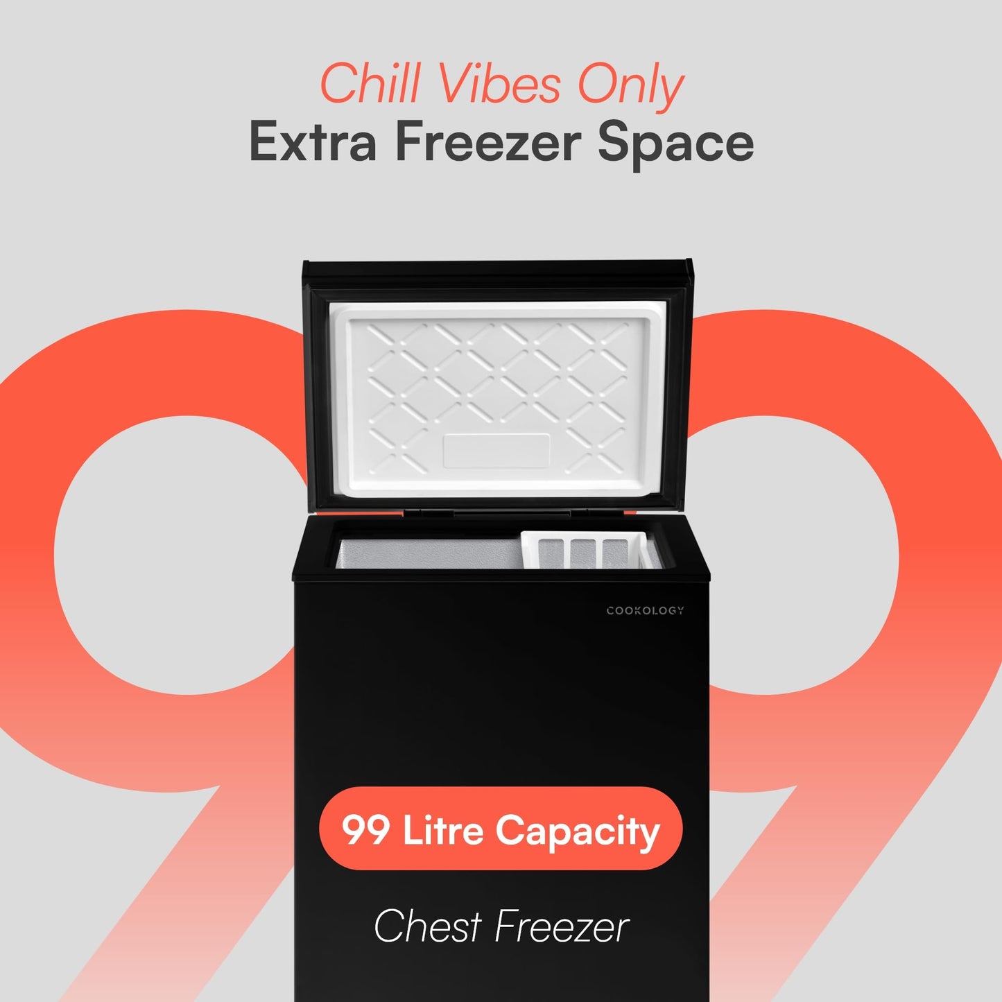 Cookology CCFZ99BK Freestanding Chest Freezer in Black - 99 Litre Capacity - For Kitchens