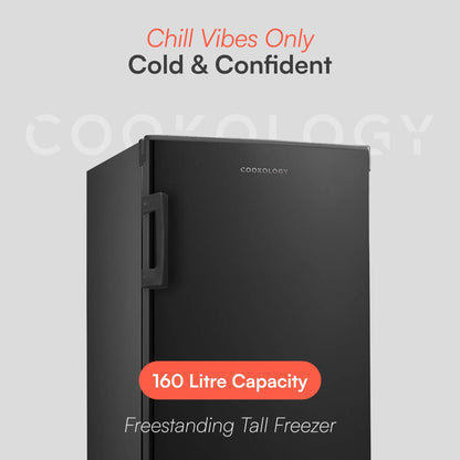 Cookology CTFZ160BK Tall Freestanding Freezer - Upright Freezer with 160 Litre Capacity