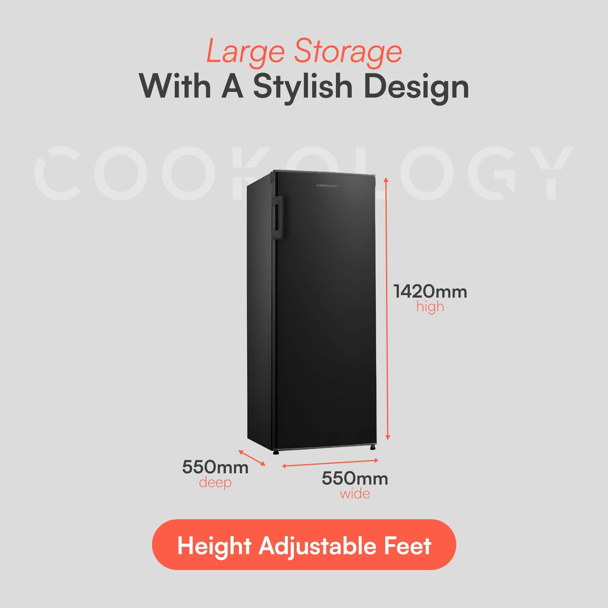 Cookology CTFZ160BK Tall Freestanding Freezer - Upright Freezer with 160 Litre Capacity