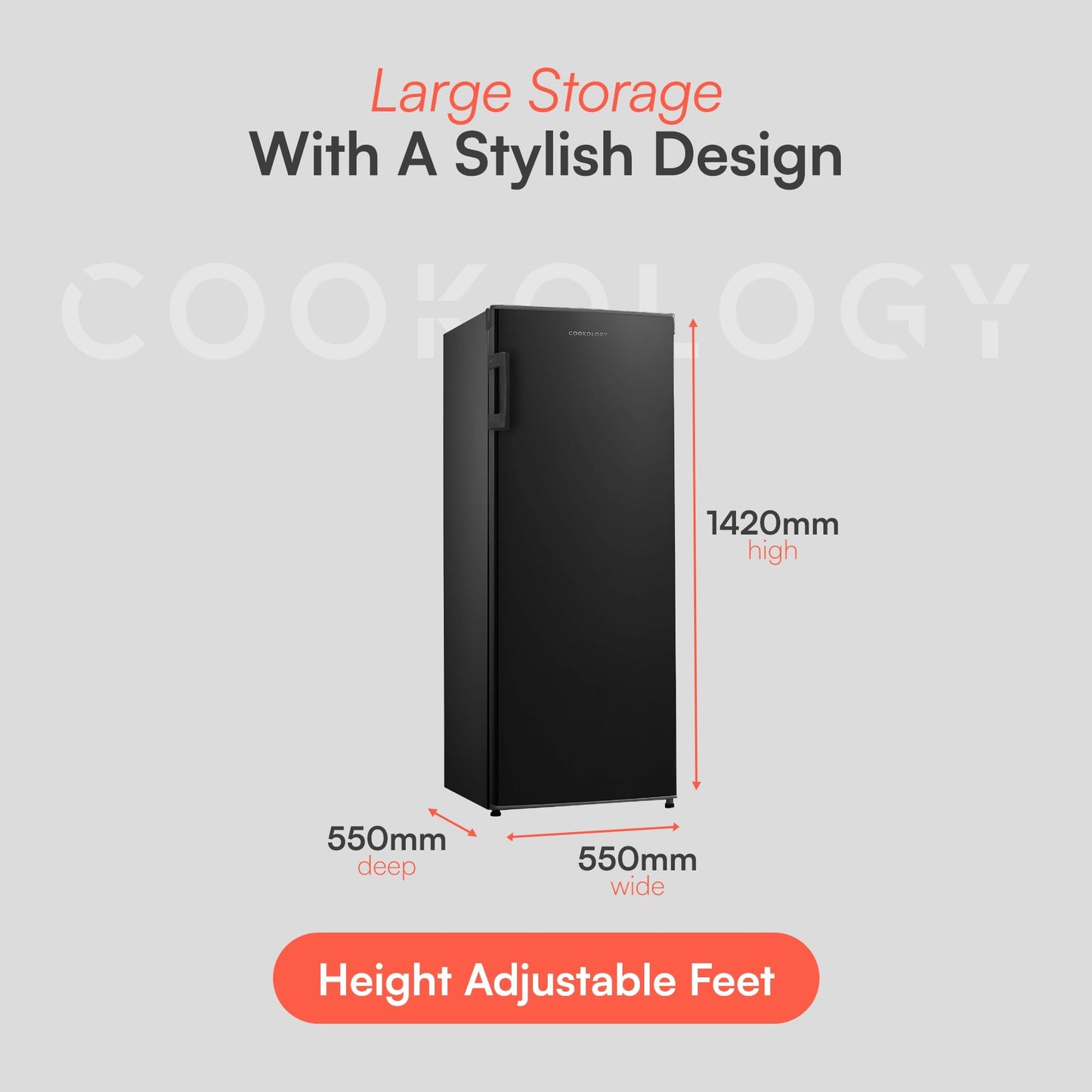 Cookology CTFZ160BK Tall Freestanding Freezer - Upright Freezer with 160 Litre Capacity