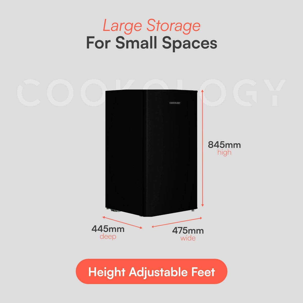 Cookology UCFZ60 Freestanding Under Counter Freezer in Black - 60 Litre Capacity