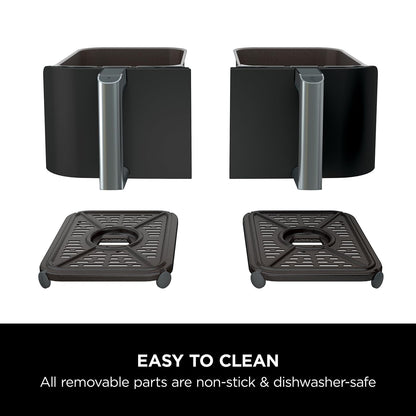 Ninja Foodi Dual Zone Digital Air Fryer, 2 Drawers, 7.6L, 6-in-1, Uses No Oil, Air Fry, Max Crisp, Roast