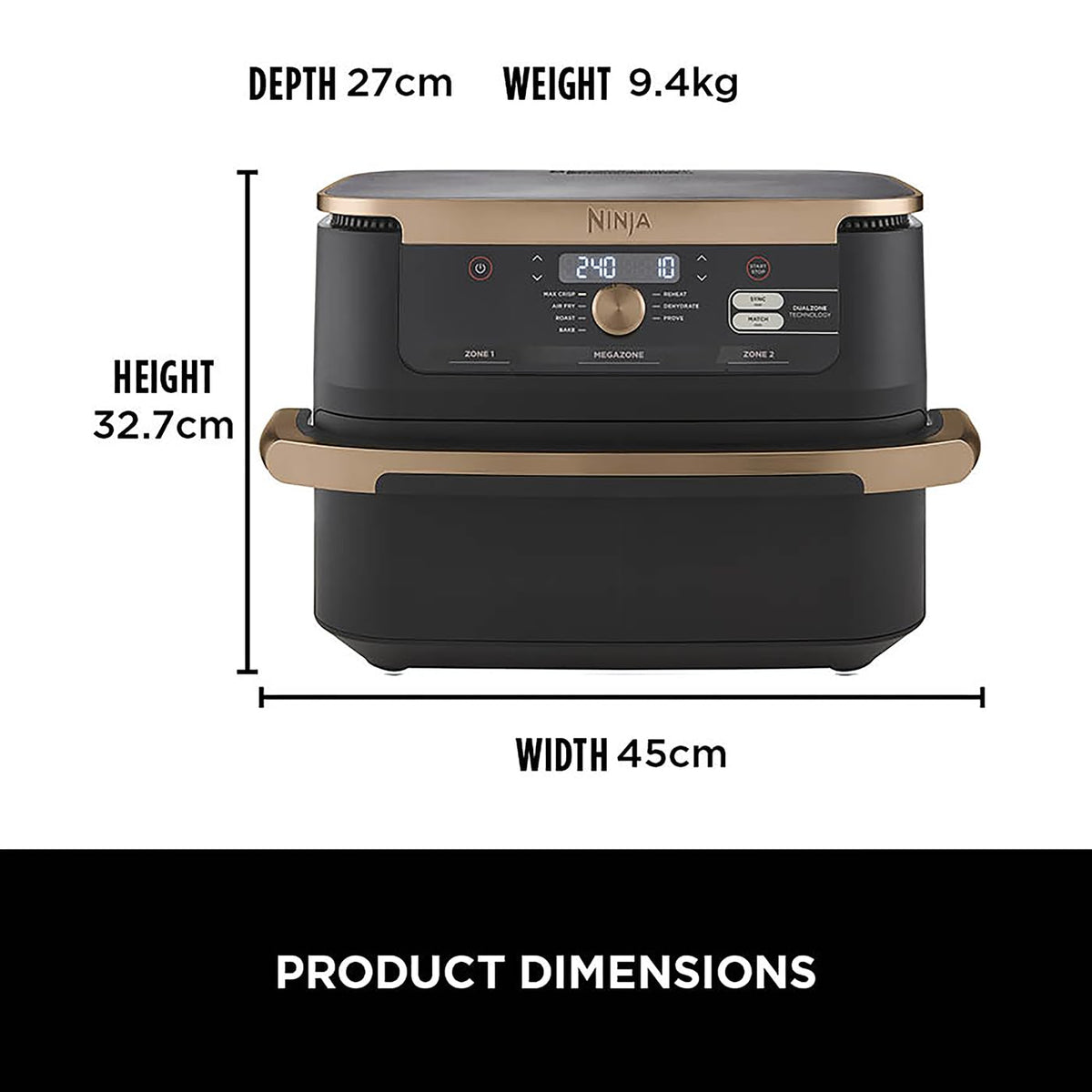 Ninja Foodi FlexDrawer Air Fryer, Dual Zone with Removable Divider, Large 10.4L Drawer, 7-in-1