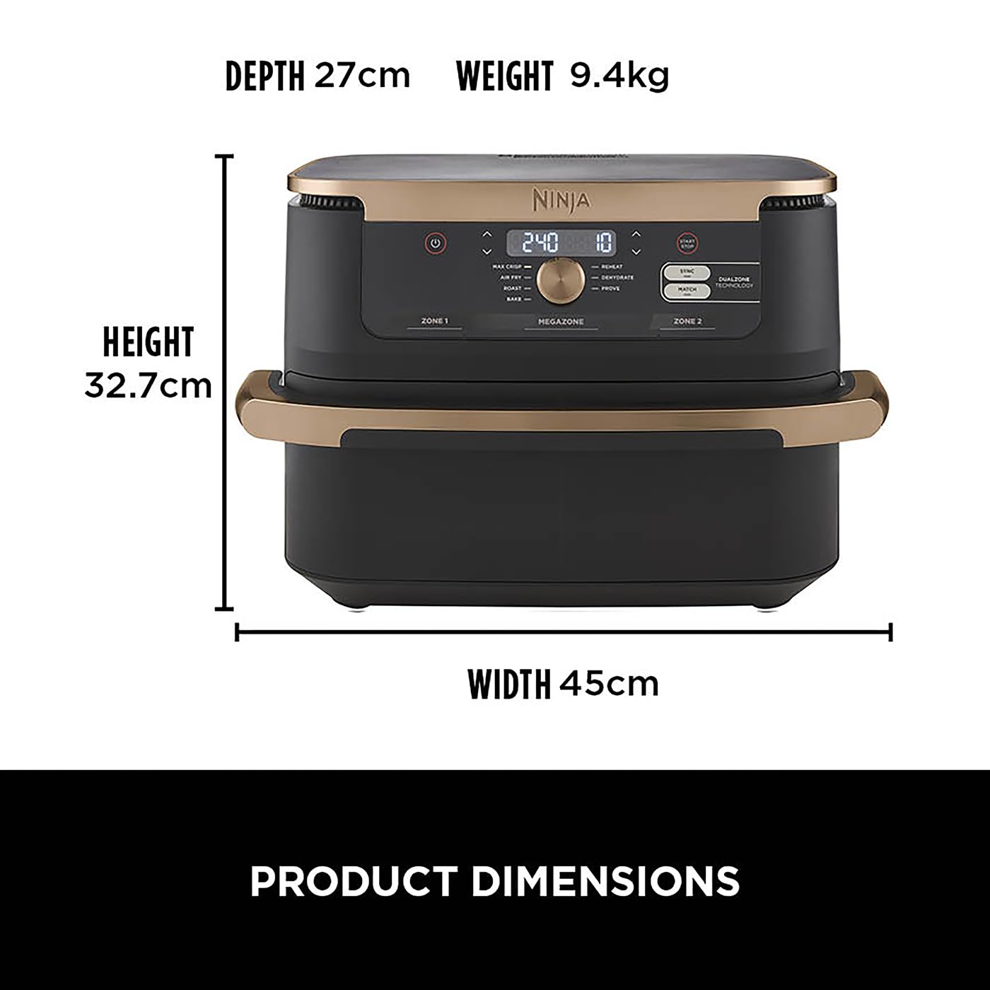 Ninja Foodi FlexDrawer Air Fryer, Dual Zone with Removable Divider, Large 10.4L Drawer, 7-in-1