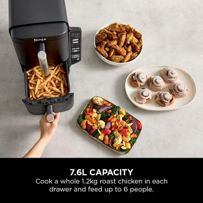 Ninja Double Stack Air Fryer, Vertical Dual Drawer Air Fryer with 4 cooking levels, 2 Drawers and 2 Racks