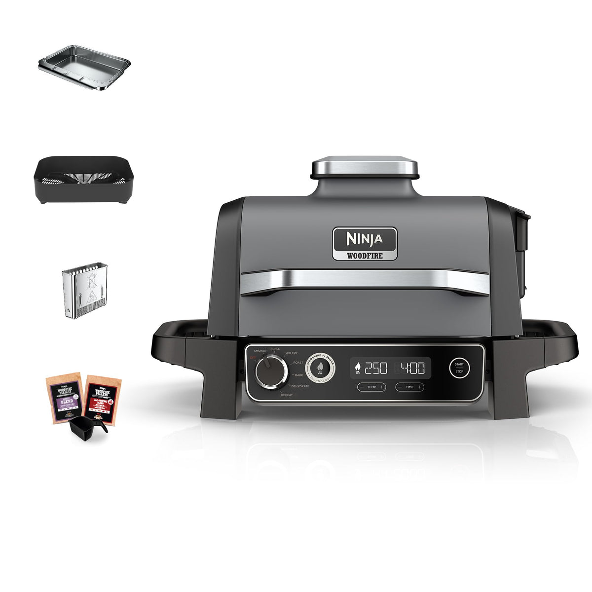 Ninja Woodfire Electric BBQ Grill & Smoker, 7-in-1 Outdoor Grill & Air Fryer, Roast, Bake, Dehydrate
