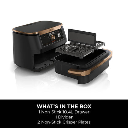 Ninja Foodi FlexDrawer Air Fryer, Dual Zone with Removable Divider, Large 10.4L Drawer, 7-in-1