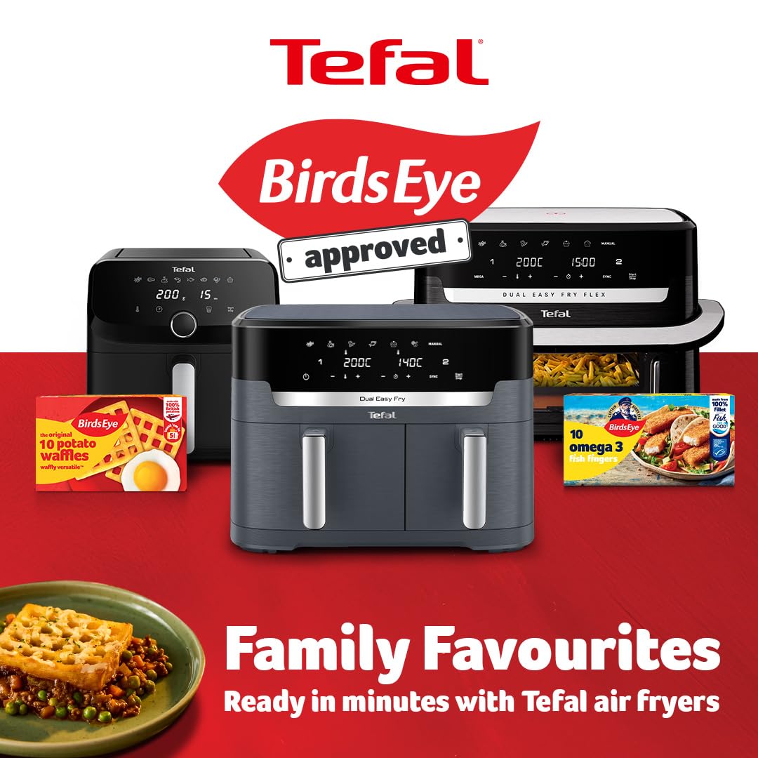 Tefal Easy Fry Dual Zone Digital Air Fryer, 2 Drawers, 8.3L, 8in1, Air Fry, Extra Crisp, Roast, Bake