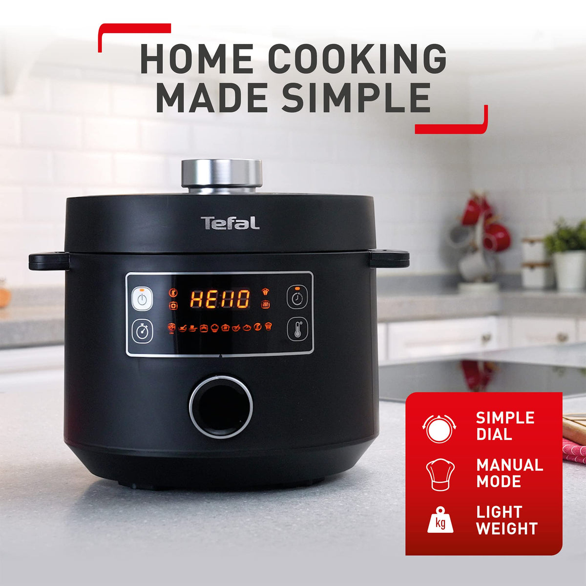 Tefal Turbo Cuisine Electric Pressure Cooker – 10-in-1 Multi-Cooker, 4.8L Capacity, 1000W Power