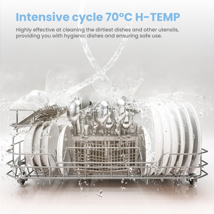 COMFEE' Table Top Dishwasher with 6 Place Settings, Mini Countertop Dishwasher for Small Families, Couples, LED display, Delay Start, 47dB Quiet Noise, White