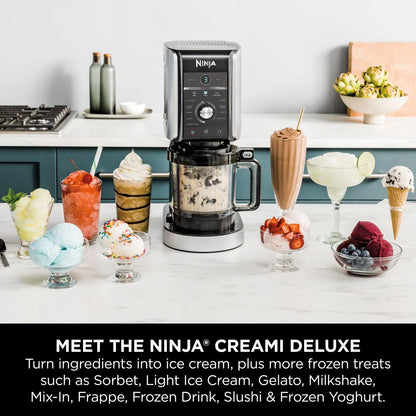 Ninja CREAMi Deluxe Ice Cream Maker & Frozen Dessert Maker with 3 Tubs, 10 Functions, Makes Ice Cream,
