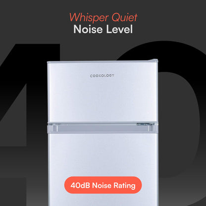 Cookology UCFF87SL 47cm Freestanding under counter Small Fridge Freezer in Silver