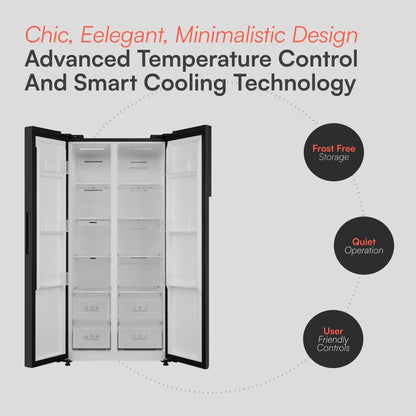 Cookology CSBS460BK 177.5cm Freestanding American Side-by-Side Fridge Freezer in Black