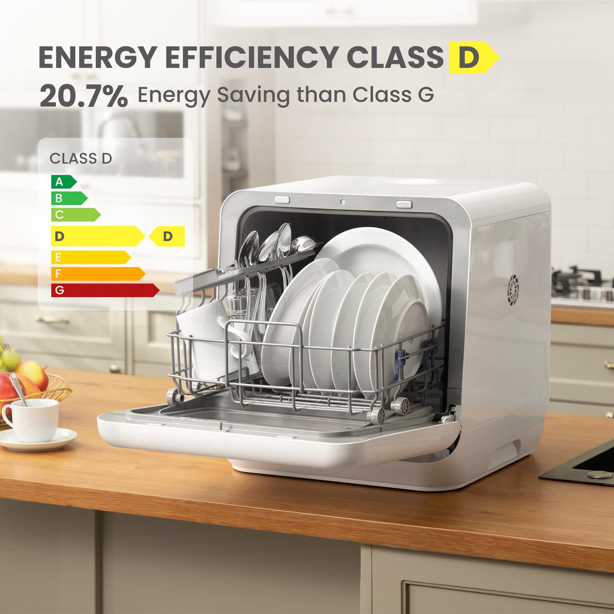 COMFEE' Table Top Dishwasher, Mini Countertop Dishwasher with 6+3 Programs, Steam Wash