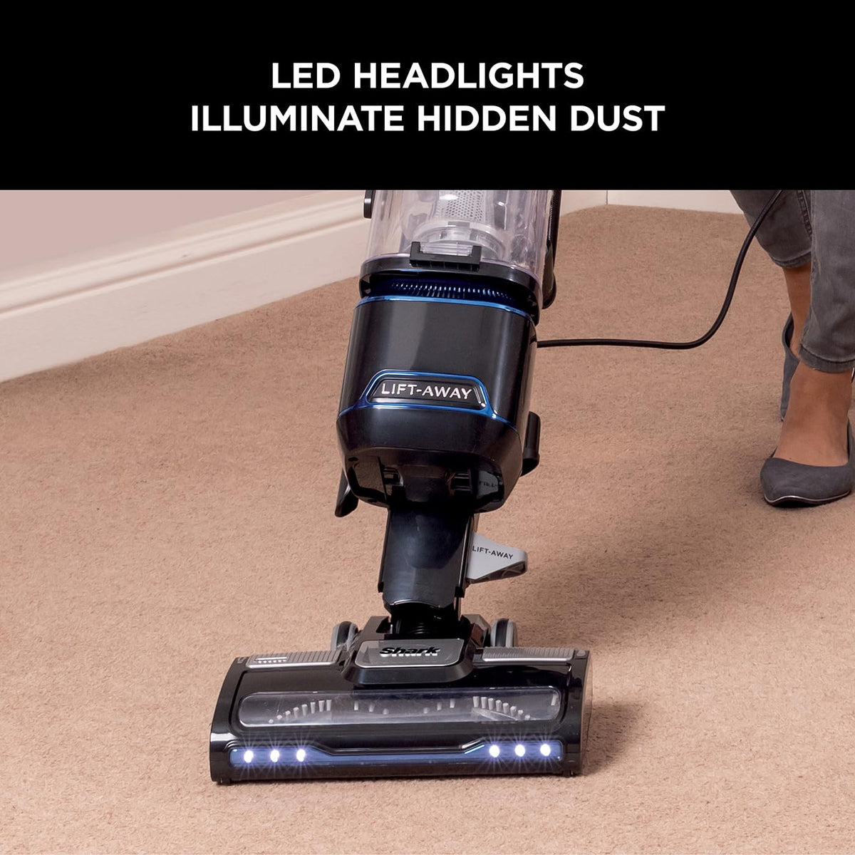 Shark Corded Upright Vacuum Cleaner 1.1L with Lift-Away Technology, LED Headlights, Anti-Allergen