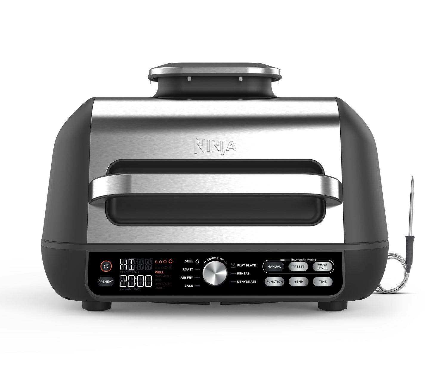 Ninja Foodi MAX PRO Health Grill, Flat Plate & Air Fryer 3.8L with Digital Cooking Probe, 7-in-1, Air Fry