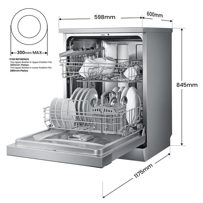 COMFEE' Freestanding Dishwasher FD1435E-X with 14 place settings, Full Size, Whisper Quiet 44dB