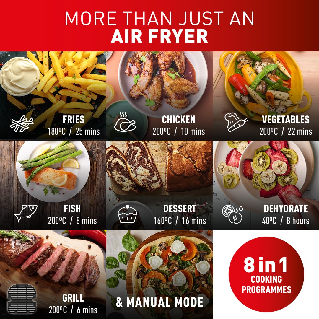 Tefal Easy Fry Dual Zone Digital Air Fryer, 2 Drawers, 8.3L, 8in1, Air Fry, Extra Crisp, Roast, Bake