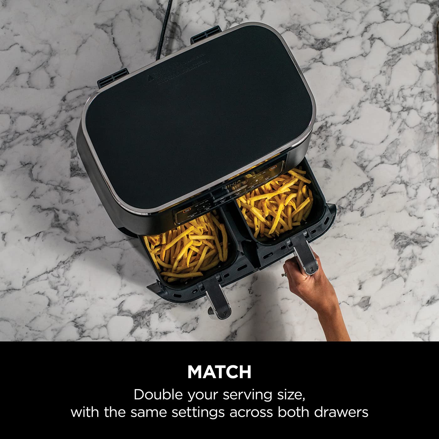 Ninja Foodi Dual Zone Digital Air Fryer, 2 Drawers, 7.6L, 6-in-1, Uses No Oil, Air Fry, Max Crisp, Roast