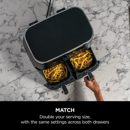Ninja Foodi Dual Zone Digital Air Fryer, 2 Drawers, 7.6L, 6-in-1, Uses No Oil, Air Fry, Max Crisp, Roast