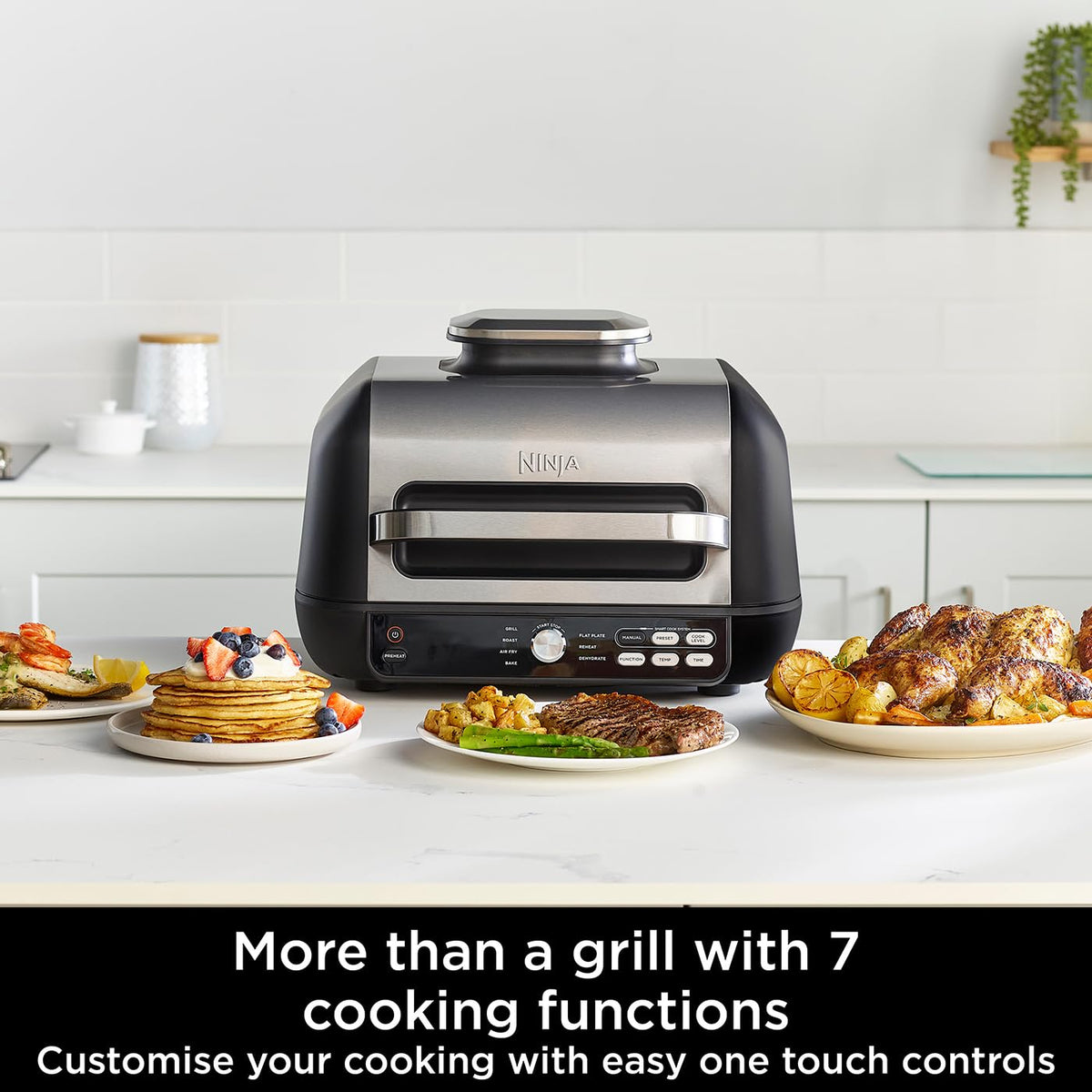 Ninja Foodi MAX PRO Health Grill, Flat Plate & Air Fryer 3.8L with Digital Cooking Probe, 7-in-1, Air Fry