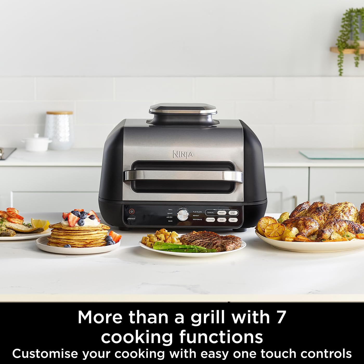 Ninja Foodi MAX PRO Health Grill, Flat Plate & Air Fryer 3.8L with Digital Cooking Probe, 7-in-1, Air Fry